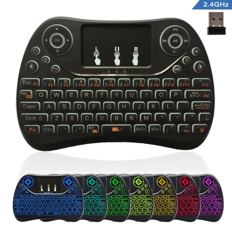 Mini tastiera wireless I8 Max da 2,4 GHz con touchpad ricaricabile Fly Air Mouse Smart Game retroilluminato a 7 colori Mini tastiera wireless I8 Max da 2,4 GHz con touchpad ricaricabile Fly Air Mouse Smart Game retroilluminato a 7 colori